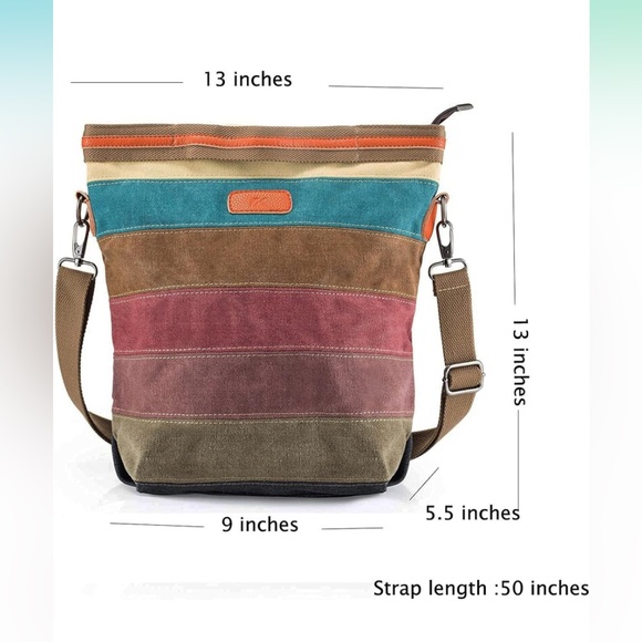 SNUG STAR Canvas Striped CrossBody Shoulder Bag/Purse/Backpack - Picture 7 of 8